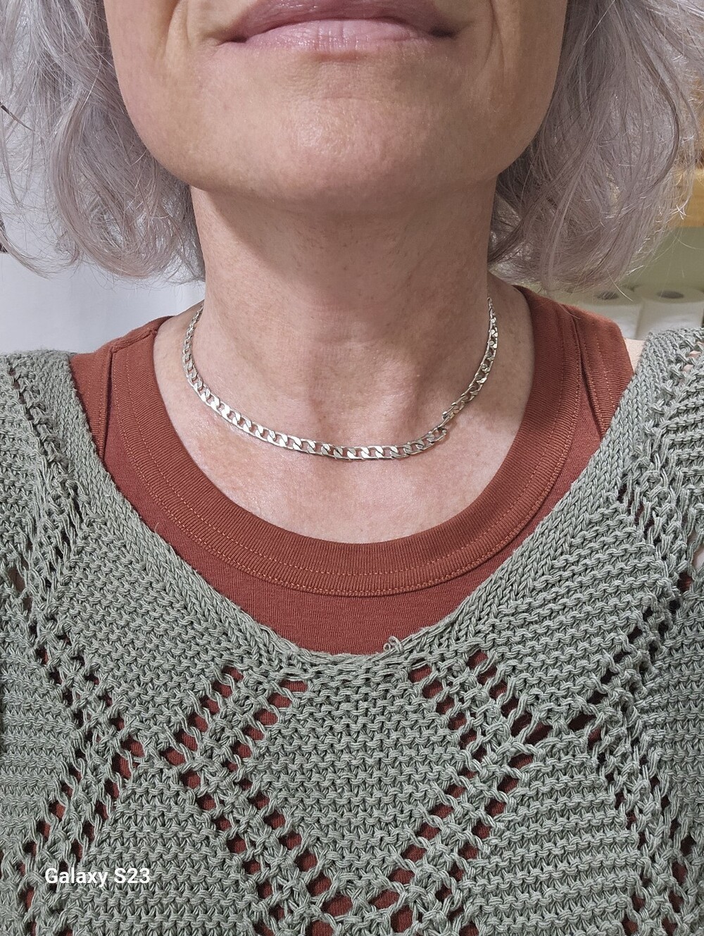 Sterling Silver Curb Chain Necklace - Silver 16"